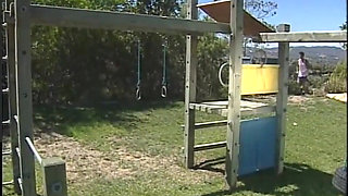 Training playing pussy fucking in the park