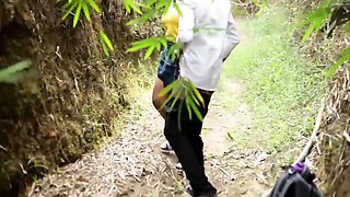 After school outdoor hardcore activity for slutty ebony teen