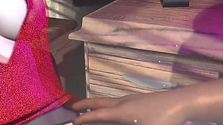 3D Sexy Chinese Porn Star Have Sex with Big White Dick Santa Before the Screen