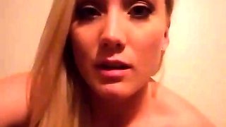 Close up with blonde hottie blowing a large dick