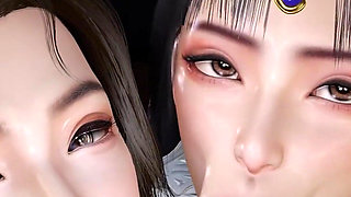 3D Two Horny Babes Sharing One Big Cock