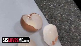 Curvy step sis Dana Wolf gives step bro a bj in the kitchen point of view fashion - sislovesme