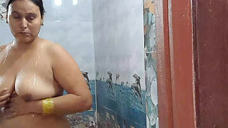 Desi Mature Woman Showering