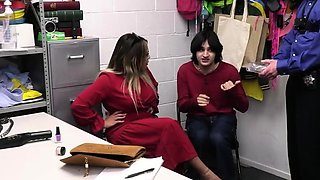 Busty Latina milf thief gangbanged in the backroom