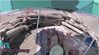 2 Exhibitionist Wife Outdoor Amateur Milf Handjob Big Cock On Nudity Beach Public In Front Voyeurs