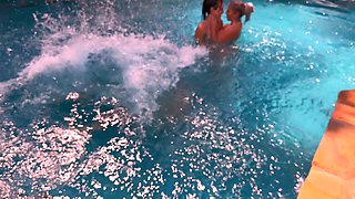 Two Big Booty Baddies Pool Threesome