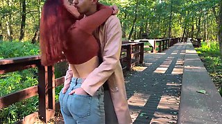 Redhead gets fucking in the outdoors