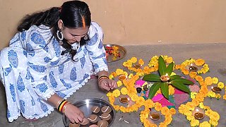 Indian Puja Bhabhi Having Sex On Diwali After Celebration Hardcore Having Blowjob60fps - Striptease