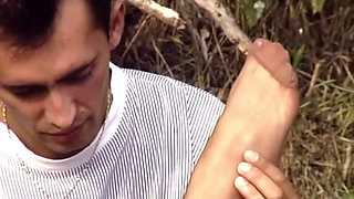 Busty Blonde Sucks Cock Outdoors in Amateur Shoot