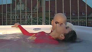 Blonde getting spanked by brunette