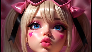 Hentai Barbie trembles and masturbates with big boobs in pink plush