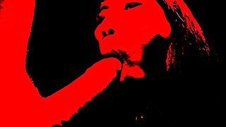 Big tits femboy giving a hot blowjob