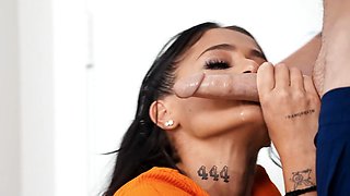Ryan Reid hops on a big pulsating cock and rides it with her tight butthole