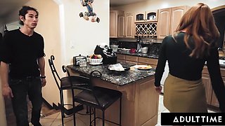 Classy blonde lady ignores her Asian hubby's sex desires and gets punished