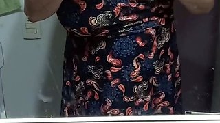 Busty curly brunette with big boobs fucks on couch
