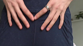 Braless Nipples through white shirt Leggings Strip to Rear Pussy Spread