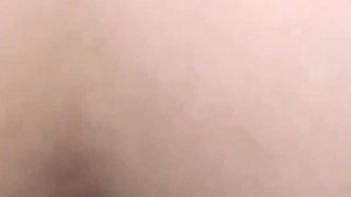 First Sex! Trying to Fuck in Tight Ass and Pussy, Big Cum on Her Belly