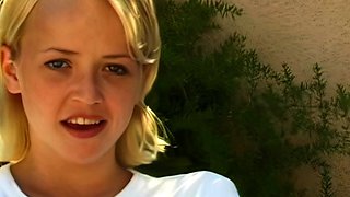 Blonde teen fucked hardcore in this free video