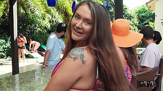 House BBQ Party with naughty bikini girl