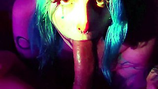 cute clown girl teasing your dick with her mouth