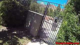 Jogging skank harshly pussypounded by male domination
