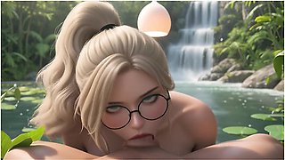Car Toon In Ai Generated - Sexy Platinum Blonde In Natural Pond