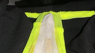 Compilation Dirty Used Panties & Public Pissing - Showing Soaked Panty Liner Close up