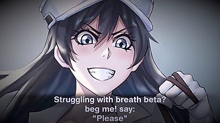 Hentai dominatrix gives jerk off instructions and teases with her feet in anime style