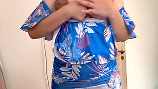 Giantess Stepsister I Hide in the Bathroom Next to My Tiny Stepsister El and Reveal My Gigantic Body to Him. He Is