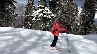 Exhibitionist Skiing: Blonde Flashes in Cable Car