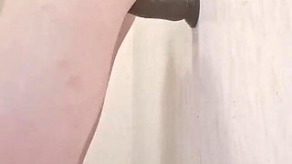 Sissy takes BIG BLACK COCK in the bathroom