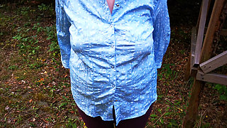 Hard Tit Slapping on the Ladder in the Woods