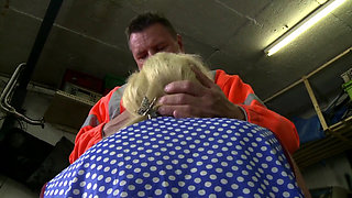 Lovely tattooed big ass blonde fucked in her pussy