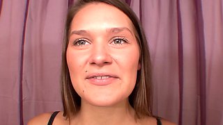 Abby's lustful lips engulf Johnny as they indulge in a raunchy POV blowjob session
