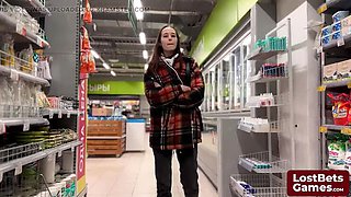 Brunette Sofia Loses Strip Game Bet & Gives James a Wild Blowjob Outdoor