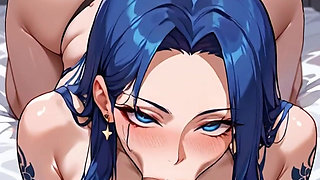 Anime Ai Tattooed Girl Performs Deep Throat