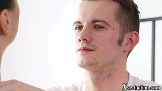 Oiled slutty babe fucked by massager in wet pussy hole