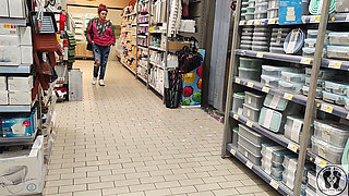 Crazy Rebeca Addams in Jeans Buttcrack at the Supermarket