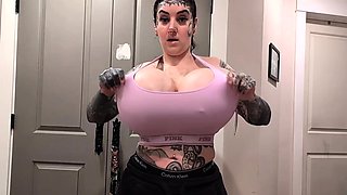 Busty brunette with big boobs rides cock