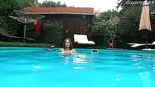 Hungarian tiny beauty Hermione Ganger in the pool