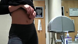 Quick Pussy Rub in Gym Bathroom - Solo Female Orgasm