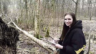 busty girl gets rough fucked in the forest