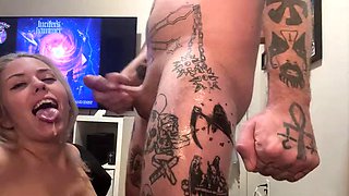 Anal fucking and ending riding dildio with a facial