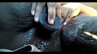 Horny Black Queen Suga Squirts with Dildo in Car - Solo Masturbation HD