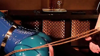 Backstage From BDSM Rope Bondage Process, Shibari Masturbation in Latex