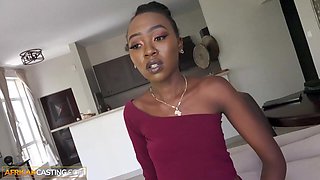 Little 18yo Black Ultra-cutie Begins Timid Then Heads Wild In Homemade Audition