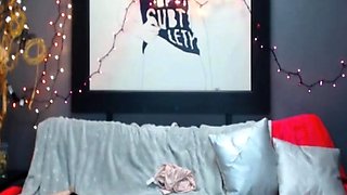 Big-Titted Blonde Fucks Herself with a Dildo on Webcam