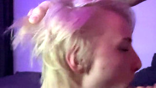 Skinny girl sucks dick greedily