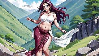 AI Generated Uncensored Anime Indian women in white clothes.