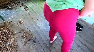 Bouncy Tits Action Spanks Submissive Girl Naked on Porch - Outdoor BDSM Punishment